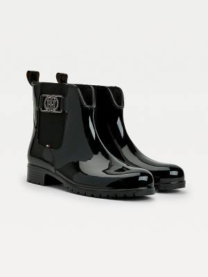 Black Tommy Hilfiger Monogram Rain Women's Boots | TH806DIK