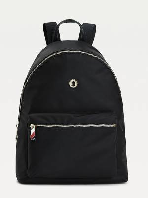 Black Tommy Hilfiger Monogram Recycled Backpack Women's Bags | TH439UJE