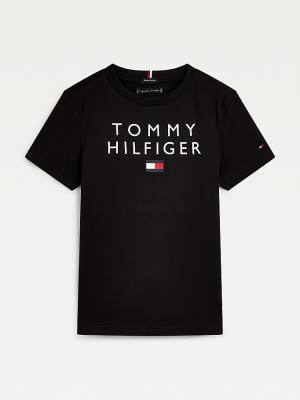 Black Tommy Hilfiger Organic Cotton Logo Boys' T Shirts | TH296WIE