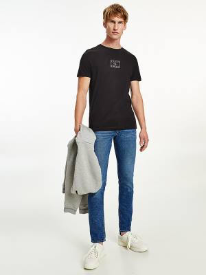 Black Tommy Hilfiger Organic Cotton Peached Jersey Men's T Shirts | TH382IEP