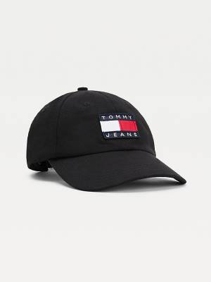 Black Tommy Hilfiger Organic Cotton Twill Cap Women's Hats | TH827PDK