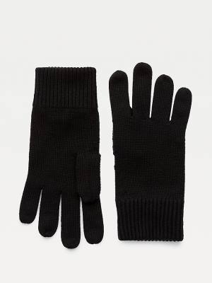 Black Tommy Hilfiger Pima Cotton Cashmere Men's Gloves | TH061ZPY