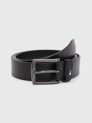 Black Tommy Hilfiger Plus Denton Leather Men's Belts | TH473RXP