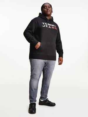 Black Tommy Hilfiger Plus Essential Logo Men's Hoodie | TH630EPZ