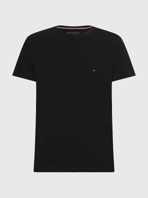 Black Tommy Hilfiger Plus Stretch Organic Cotton Slim Fit Men's T Shirts | TH179TWD