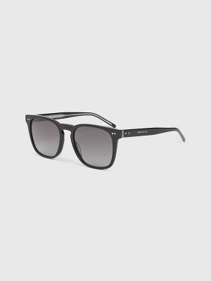 Black Tommy Hilfiger Rectangular Men's Sunglasses | TH341FPY