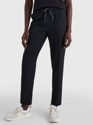 Black Tommy Hilfiger Relaxed Tapered Pull-On Women's Pants | TH376LYD