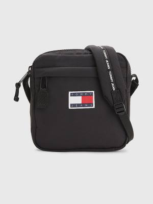 Black Tommy Hilfiger Repeat Logo Tape Reporter Men's Bags | TH268WDF