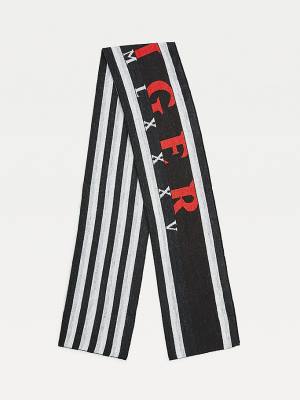 Black Tommy Hilfiger Reversible Collegiate Men's Scarves | TH503NKD