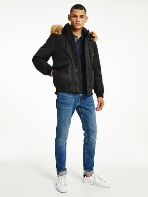 Black Tommy Hilfiger Rockie Down Bomber Men's Jackets | TH495QAW