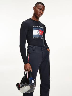 Black Tommy Hilfiger Rossignol Chest Logo Base Layer Men's Sweatshirts | TH873DSR