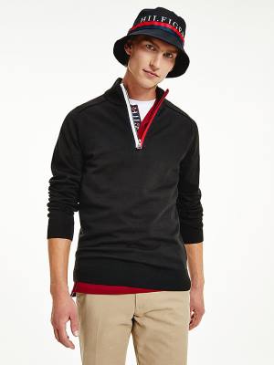 Black Tommy Hilfiger Signature Half-Zip Jumper Men's Sweaters | TH257NPX