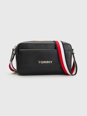 Black Tommy Hilfiger Signature Strap Crossover Women's Bags | TH375MWG