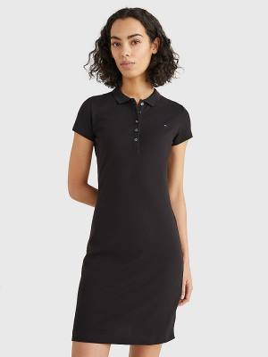 Black Tommy Hilfiger Slim Fit Polo Women's Dress | TH174IDE