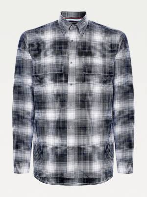 Black Tommy Hilfiger Slub Shadow Check Regular Fit Men's Shirts | TH720QSP