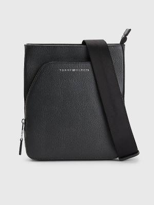 Black Tommy Hilfiger Small Leather Reporter Men's Bags | TH721MIH