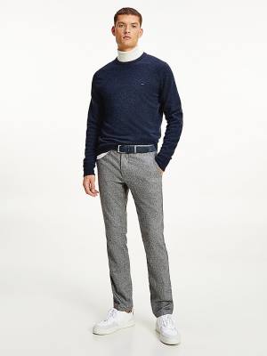 Black Tommy Hilfiger Soft Merino Wool Crew Neck Jumper Men's Sweaters | TH098LOJ