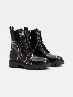 Black Tommy Hilfiger Splash Cleat Ankle Women's Boots | TH046IQW