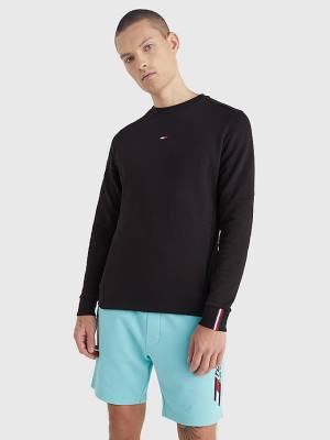 Black Tommy Hilfiger Sport Essential Organic Cotton Men's Sweatshirts | TH165SZR