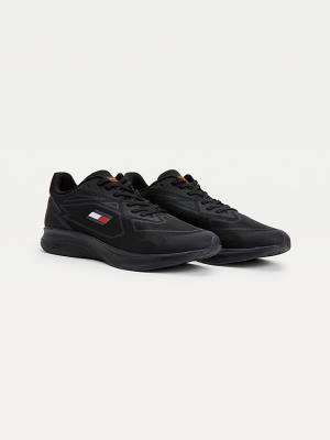 Black Tommy Hilfiger Sport Mixed Texture Men's Sneakers | TH597STG