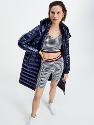 Black Tommy Hilfiger Sport Signature Houndstooth Check Women's Shorts | TH632GFO