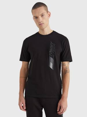 Black Tommy Hilfiger Sport Stretch Organic Cotton Jersey Men's T Shirts | TH435TGU