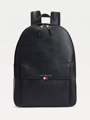 Black Tommy Hilfiger TH Business Leather Backpack Men's Bags | TH431KRP