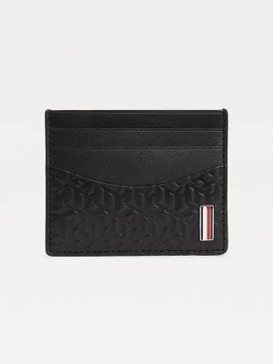 Black Tommy Hilfiger TH Business Monogram Credit Card Holder Men's Wallets | TH273FPG