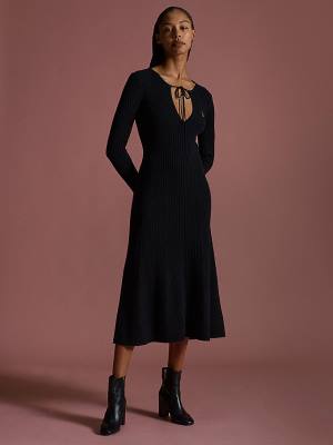 Black Tommy Hilfiger TH Collection Cashmere Crest Slim Women's Dress | TH143XIK