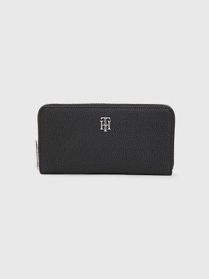 Black Tommy Hilfiger TH Monogram Large Zip-Around Women's Wallets | TH158FCI