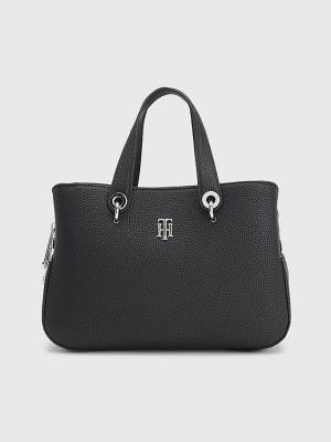 Black Tommy Hilfiger TH Monogram Medium Satchel Women's Bags | TH937SVU