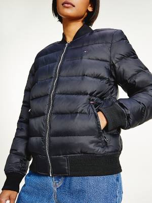 Black Tommy Hilfiger TH Protect Lightweight Filled Bomber Women's Jackets | TH309KQN