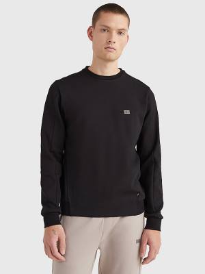 Black Tommy Hilfiger Tech Essentials Crew Neck Men's Sweatshirts | TH315GAQ