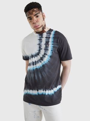 Black Tommy Hilfiger Tie Dye Organic Cotton Men's T Shirts | TH069DUV