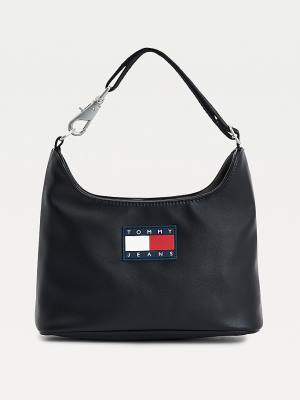 Black Tommy Hilfiger Tommy Badge Shoulder Women's Bags | TH175IXD