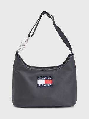 Black Tommy Hilfiger Tommy Badge Shoulder Women's Bags | TH463BUV