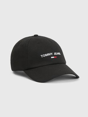 Black Tommy Hilfiger Tommy Jeans Flag Cap Men's Hats | TH739EVZ