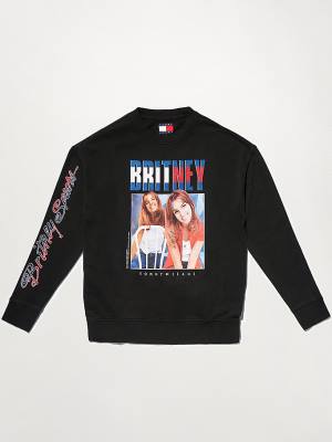 Black Tommy Hilfiger Tommy Revisited Britney Oversized Women's Sweatshirts | TH809SOM