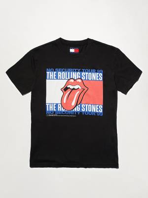 Black Tommy Hilfiger Tommy Revisited Rolling Stones Men's T Shirts | TH261EVR