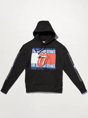 Black Tommy Hilfiger Tommy Revisited Rolling Stones Men's Hoodie | TH274WCR