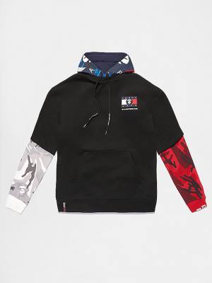 Black Tommy Hilfiger Tommy X AAPE Full Face Men's Hoodie | TH586VKI