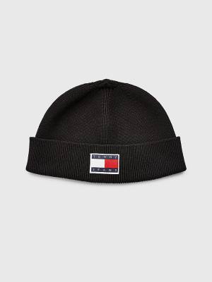 Black Tommy Hilfiger Travel Short Cotton Beanie Men's Hats | TH537VDX