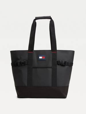 Black Tommy Hilfiger Urban Tommy Badge Tote Men's Bags | TH178XRH