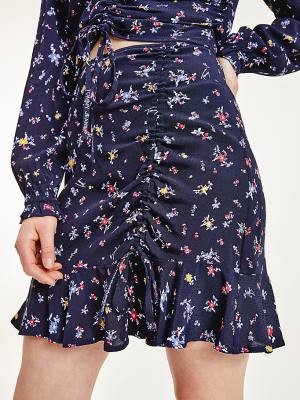 Black Tommy Hilfiger Viscose Floral Print Mini Women's Skirts | TH967UQZ