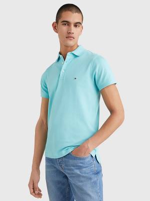 Blue Tommy Hilfiger 1985 Essential Slim Fit Men's Polo Shirts | TH081YAF