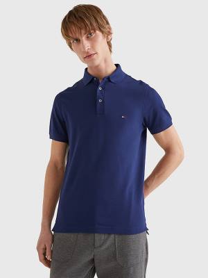 Blue Tommy Hilfiger 1985 Essential Slim Fit Men's Polo Shirts | TH509OPB