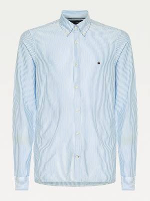 Blue Tommy Hilfiger 1985 Essential Stripe Slim Fit Men's Shirts | TH856RBH