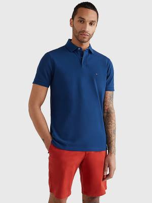 Blue Tommy Hilfiger 1985 Essential TH Flex Men's Polo Shirts | TH079RGI