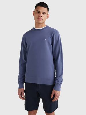 Blue Tommy Hilfiger 1985 Essential TH Flex Sweatshirt Men's Sweaters | TH326EWD