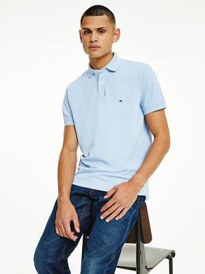 Blue Tommy Hilfiger 1985 Essential TH Flex Men's Polo Shirts | TH817EDQ